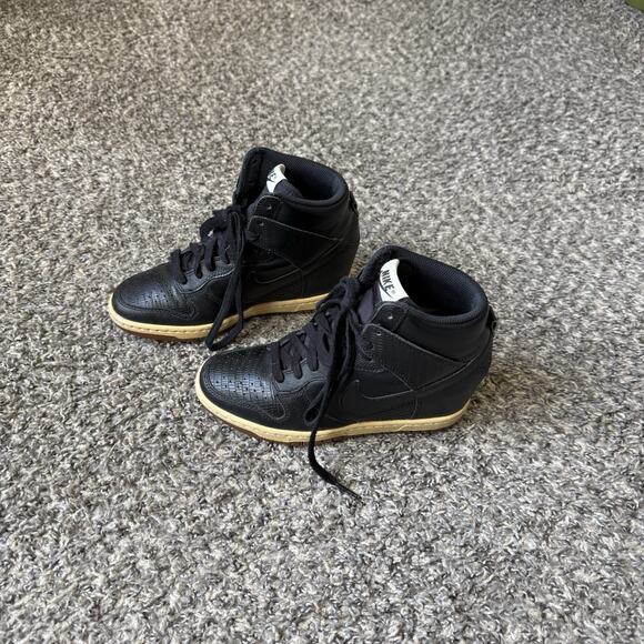 NNIKE 2014 DUNK SKY HI BLACK LEATHER SNAKE GS HIDDEN WEDGE Y2K Sneakers 6.5 - Picture 2 of 14